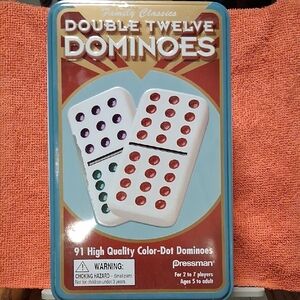 Pressman Double Twelve Dominoes Set - Colorful Dots